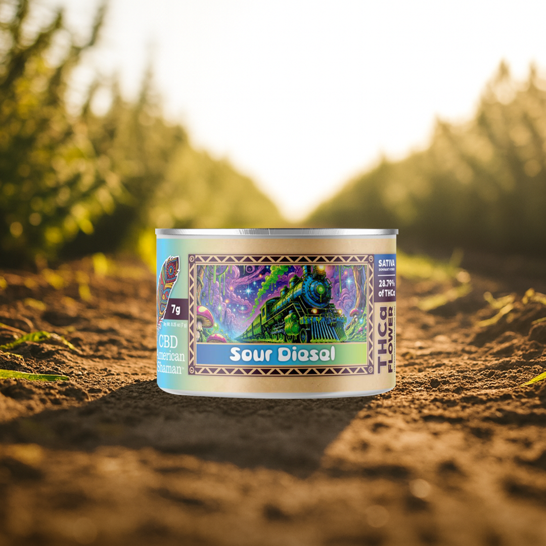 American Shaman THCa flower in a sunlit field